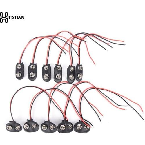 10PC 9 V Battery Buckle 6F22 Battery Holder Type T and I Cable Connector Line length 15CM DIY Tool Part