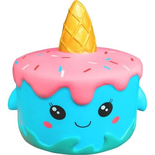 Jumbo Blue Unicorn Cake Squishy Simulation Sweet Scented Soft Squeeze Toys Decompression Slow Rising Fun Gift Toy for Children