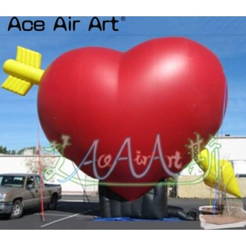 Giant Attractive Inflatable Heart Shape Replica Model,Inflatable Love Heart with Arrow for Advertising/Wedding/Valentines Day