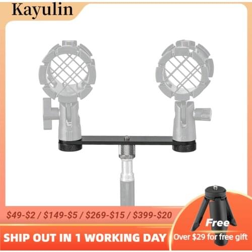 Kayulin Microphone Bar Dual Mic Holder Double Microphone Mounts Bracket T-bar