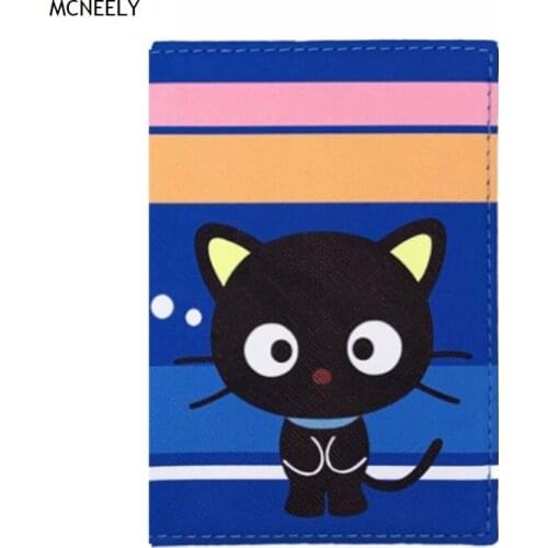 Cartoon Cat Pattern Leather Passport Cover Wallet Women Travel Passport Holder with ID Card Case for Children