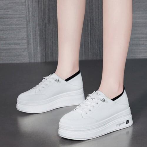 Big Size Women Sneakers Autumn Leather Light White Sneaker Female Platform Vulcanized Shoes Spring Casual Breathable Sports Shoe