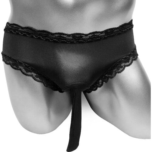 Lace Panties Mens underwear Briefs Sissy Panties With Penis Sleeve See Through Butt Transparent Gay Sexy Lingerie Men Underwear