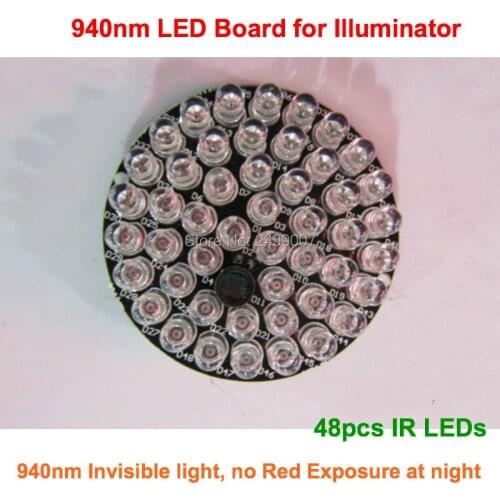 Lihmsek 2pcs F5 48pcs LEDs 940nm IR infrared Lights LED Board for Dome type CCTV IR Illuminator Lamp, No red exposure at night