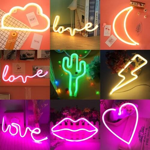 LOVE LED Neon Sign Light Love Lighting Cloud Moon Neon Light Wall Word Poster Background Christmas Decoration Photography Prop