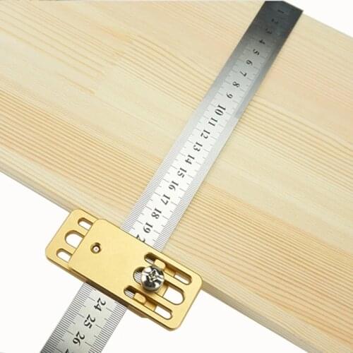 Line Drawing Marking Gauge Steel Ruler Limiter Woodworking Scribing Tool Steel Ruler Positioning Block Crossed Out Tool