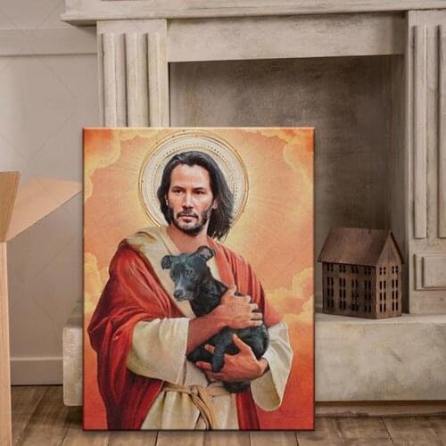 Modular Canvas Painting Meme Jesus Home Decoration Keanu Reeves Pictures Modern Pet Dog Printed Poster For Living Room Wall Art