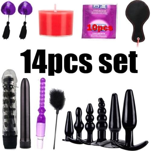 14Pcs set Soft Silicone Women Sex Plug Combination Kit Butt Plug Vibrator Stimulator Adult Sex Toys for Women Men SM Bdsm Toys