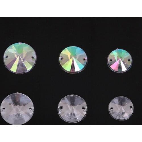 New Arrival 12/14/16mm Flatback Acrylic Sew On Rhinestone Round Shape for Dancing Dress Clothing Shoes Decoration