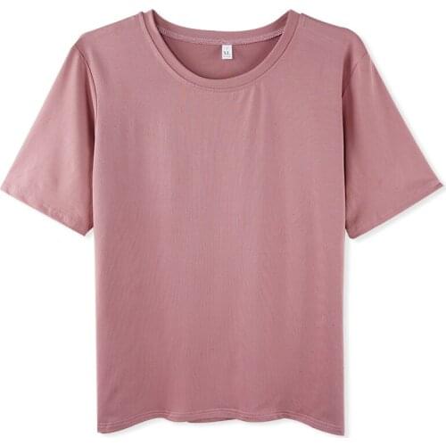 Solid Womens T-shirts Short Sleeve O-neck Summer Harajuku Korean Style Female T shirt Tops Loose Casual