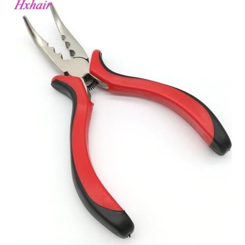 Wholesale- 10pcs No.11 Red hair pliers Handle Curved Head with Teeth and 3 Holes /Hair Extension Pliers /Hair Extension Tools