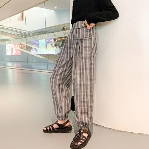 Girls Autumn Plaid Pants 2021 New Childrens Streetwear Casual Pants Big Girl Korean Spring Trousers Kids Clothes Girls 8 To 12
