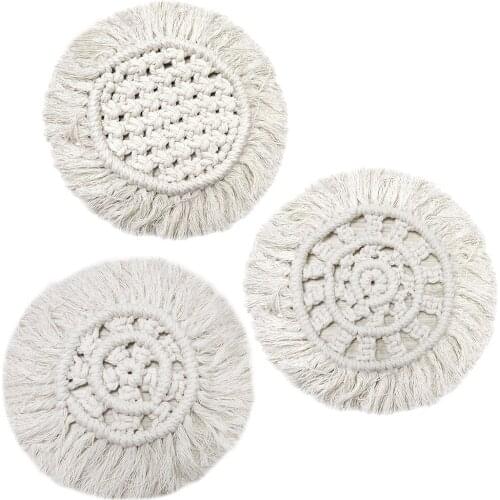 Boho Macrame Coaster Handmade Placemat For Dining Table Cotton Woven Bedside Kitchen Decoration Accessories Table Mat Boho Decor