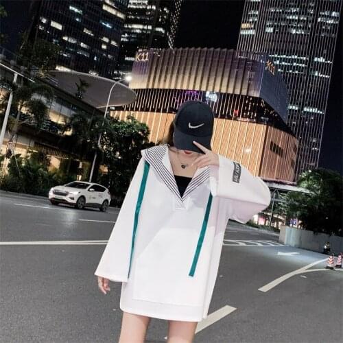 Stripe Hooded Inside Long Tape Clothes Sweatshirt Women Loose Harajuku Hoodie Korean Style Streetwear Tops Long Sleeve Pullovers