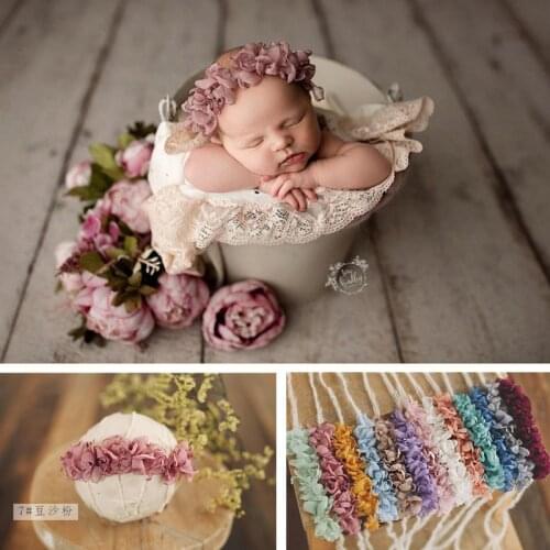 Newborn Baby Girl Photography Props 13 Colors Fairy Perm Flower Headdress Handmade Headwear Headband Fotografie Accessoires