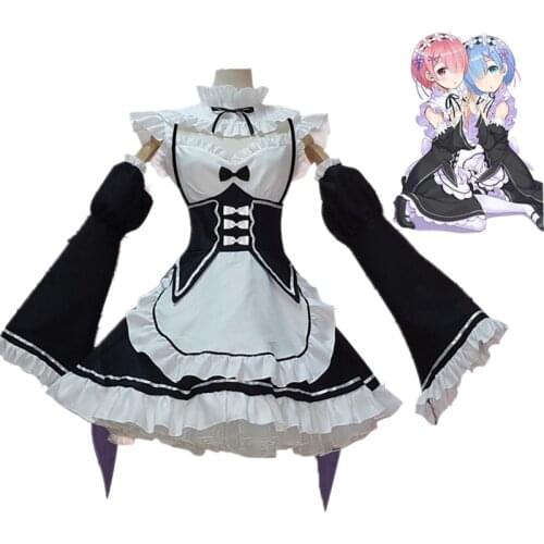 Re Zero Kara Hajimeru Kawaii Isekai Seikatsu Ramu RAM Remu REM Cosplay Christmas Dress Maid Apron Dress Outfit Uniform Sets