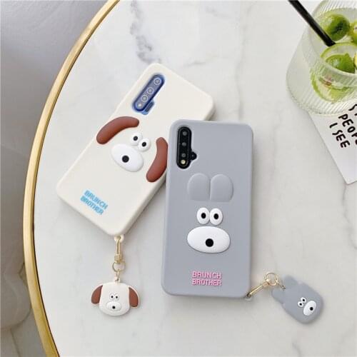 Cartoon dog with pendant Soft Silicone Phone Case For HUAWEI Mate40 Mate30 P40 P30 Pro Nova 8 7 SE 6 5G 5 pro kid New Cute cover