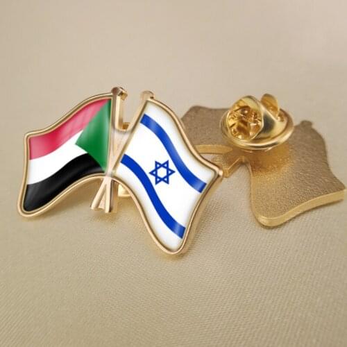 Sudan and Israel Crossed Double Friendship Flags Lapel Pins Brooch Badges