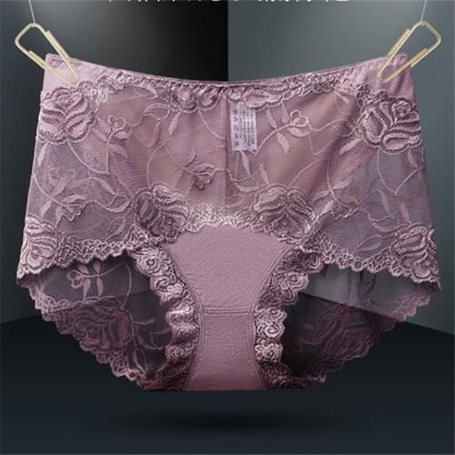 New sexy ladies panties high waist lace large size cotton bottom female briefs comfortable breathable quality underwear women