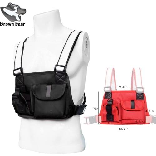 Outdoor Hunting Walkie-Talkie Vest Harness Chest Rig Bag Highly Visible Reflective Tactical Vest Radio Harness Chest Packs Vest
