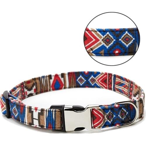 Cat and Dog Pet Supplies Ethnic Pattern Personalized Semi-metal Cotton Collar Pet Collar