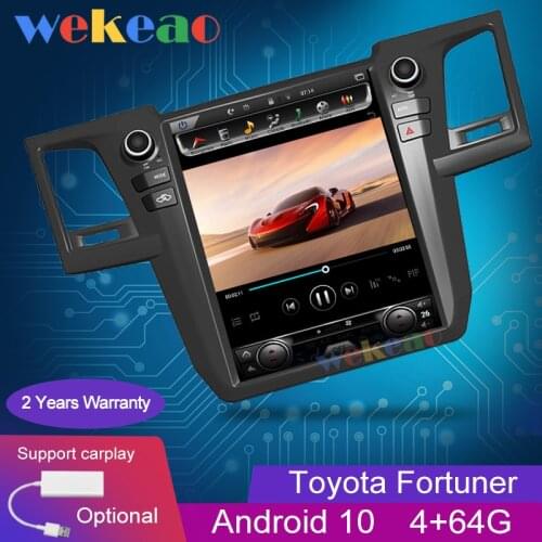 Wekeao Vertical Screen Tesla Style 12.1'' Android 9.0 Car Radio GPS Navigation For Toyota Fortuner Revo Car DVD Player 2012-2015