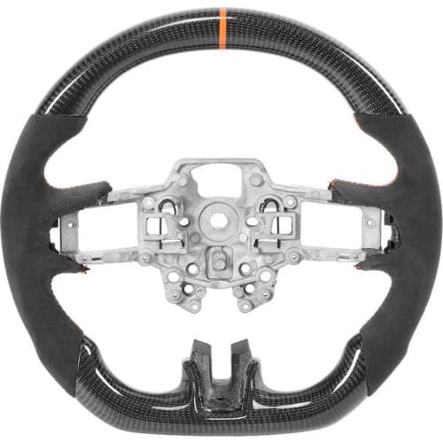 Carbon Fiber Steering Wheel Suede W/Orange Stitching 12 O-Clock Ring Fit for Ford Mustang EcoBoost/GT/Shelby car accessories