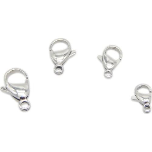 20pcs/lot 9/10/11/12/13/15mm Stainless Steel Lobster Clasps Claw Clasps For DIY Jewelry Making Findings