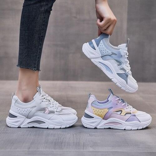 Womens Shoes 2021 Summer Mesh Breathable Running Shoes Ladies Casual Flats Shoes Women Comfort Lace Up Wedge Platform Sneakers