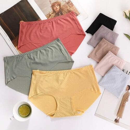 Womens Panties Ice silk Breathable Female Underpants Cotton Underwear Mid waist Panties Sexy Lingeries Briefs Plus Size Pantys