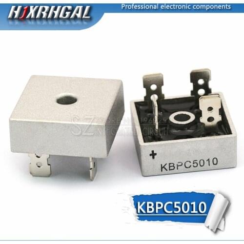 1pcs KBPC5010 rectifier bridge stack 50A1000V 5010 square bridge single phase square flat foot rectifier