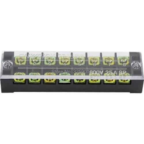10PCS TB-2508 TB25A08P Suyep 8 Positions Dual Rows 600V 25A Wire Barrier Block Terminal Strip copper