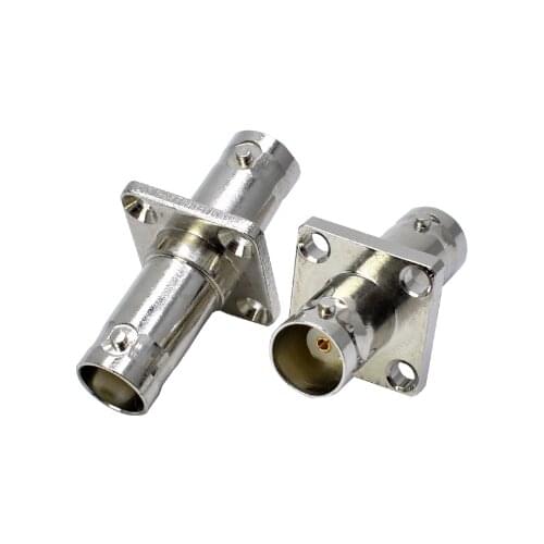 10pcs Q9 BNC Female To BNC Female Plug 4 Hole Flange Panel Mount Nickel Brass RF Coaxial Connector Adapters