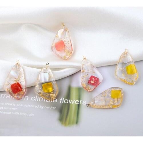 2pcs Best Selling Transparent Acrylic Natural Shell Gold Foil Shaped Geometric Earrings for Women Girl Diy Jewelry Accessories