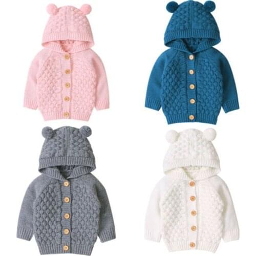 2020 Toddler Baby Kids Autumn Winter Hoody Outerwear Boys Girls Knitted Jacket Coat Infant Top Children Clothing Newborn