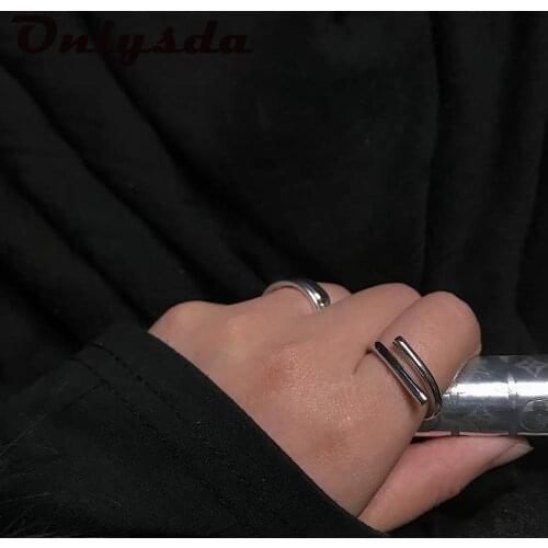 2020 Geometric Handmade Jewelry Simple Style Steel Color Multilayer Line Rings For Women Gifts Large Chains Rings Gift OSR678