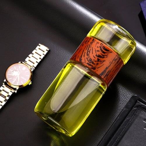 320ml Tea Water Separation Cup Wood Grain Cover Glass Business Water Cup Outdoor Portable Glass Carafe Creative Gift Cup Car Cup