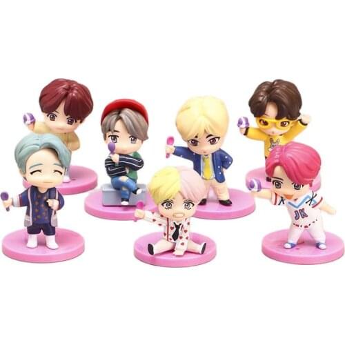 7PCS/set Figure Toys Bangtan Boys Groups Model Toys KPOP Star TOP Group A.R.M.Y PVC Keychain Action Figures Collecting Gift