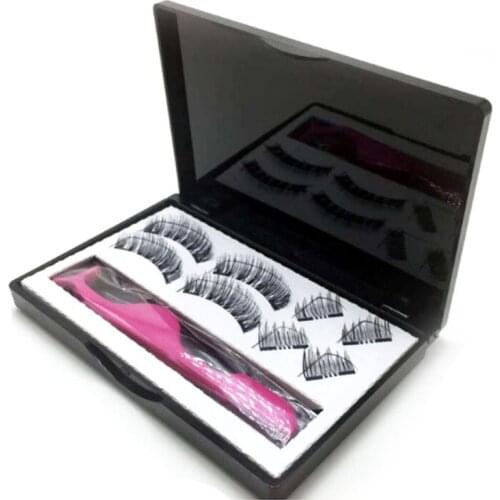 Makeup 8PCS 2 Magnetic eyelashes with 4 pairs magnets magnetic lashes natural Mink eye lashes with faux cils magnetique tweezers