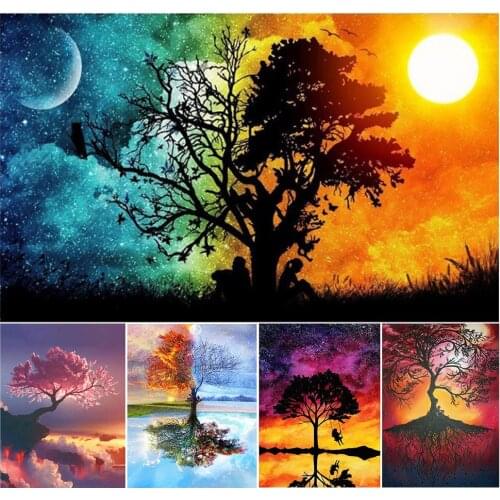 5D Diy Diamond Painting Landscape Tree Cross Stitch Kit Full Drill Handmade Hobby Embroidery Mosaic Picture of Rhinestones Decor
