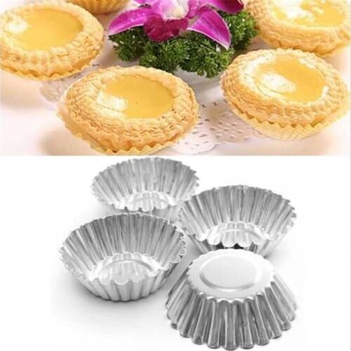 Nonstick Ripple Aluminum Alloy Egg Tart Mold Flower Shape Reusable Cupcake And Muffin Baking Cup Tartlets Pans Kitchen Tool