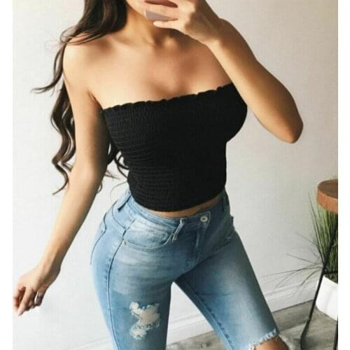 Strapless Backless Vest Crop Tops Short Solid Camis Night Club Wear Summer Women Sleeveless Tube Tops