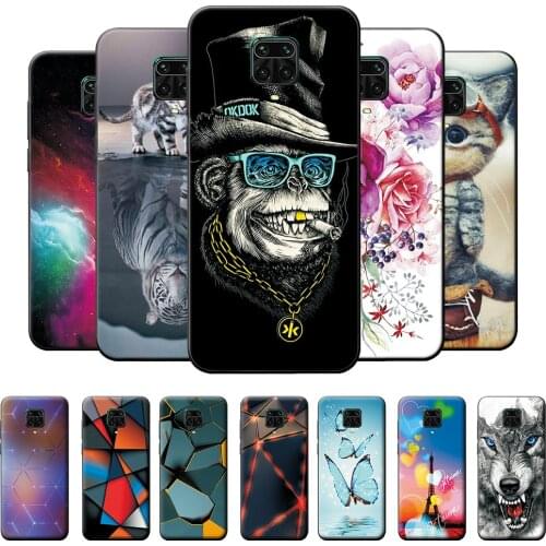 6.67" For Redmi Note 9 Pro Case Silicone Soft TPU Phone Cover For Redmi Note 9 Pro Case Iron Tower Flower Protective Case Bumper