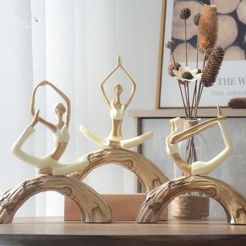 Elegant Yoga Lady Figurine Statue Europe Home Wedding Ornaments Resin Decor figurine Craft Gift for Home Decoration Accessories