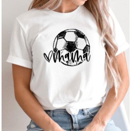 Harajuku Top Women T-shirt Casual Ladies Basic O-collar Short Sleeved Soccer Print Women T-shirt Girl,Drop Ship