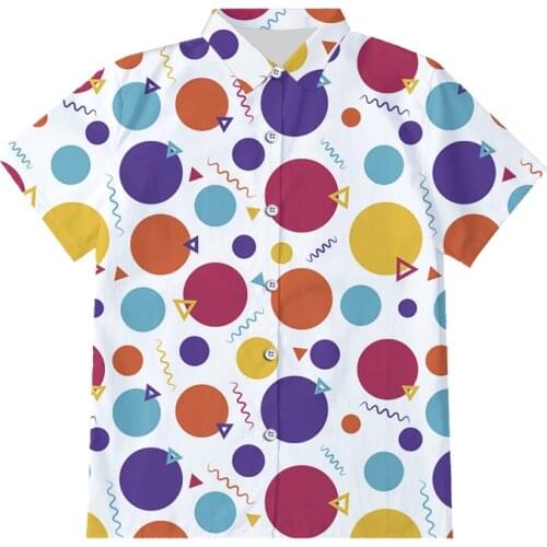 IFPD EU Size 3D Printed Colorful Geometric Figures Button Shirt Men Casual Cool Hiphop New Summer Plus Size Short Sleeve Shirts