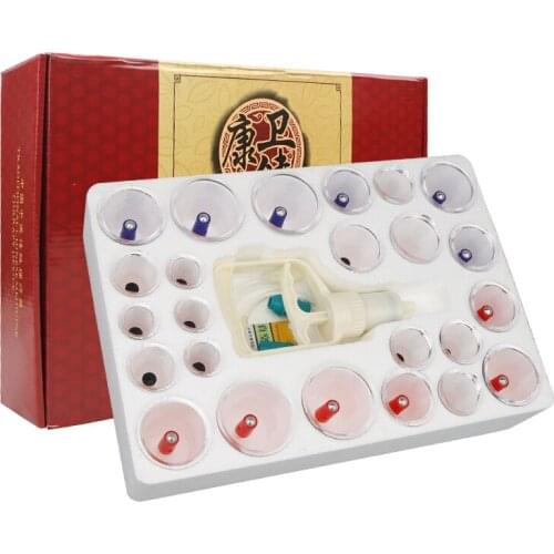 6 12 24Pcs Chinese Vacuum Cupping Body Cans Kit Thicken Suction Cups Jar Magnetic Therapy Cans Relax Massage Suction Pump