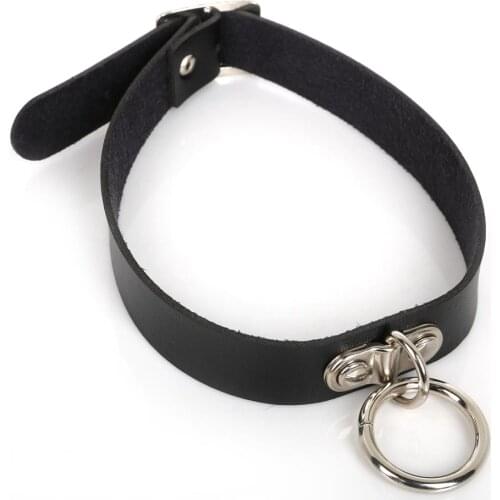 Round Circle Pendant Pu Leather Goth 41cm Punk Sexy Gothic Choker Necklace on Neck Collar Necklaces Women Torques Jewelry Gift