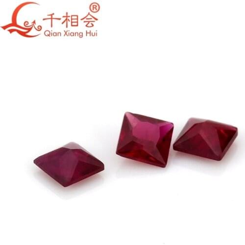 Small size square shape princess cut red color Natural Ruby gem Stones Loose Gemstone