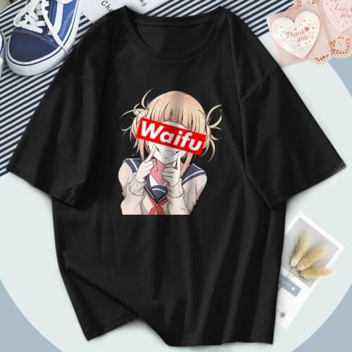 My Hero Academy Womens T Shirts O-Neck Short Sleeve Clothes Himiko Toga Black Tees Female Streetwear Tops Ladies Camisetas 2021